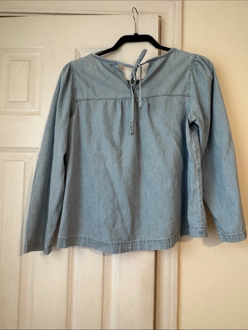 Madewell Chambray Tie Back Top Light Wash Denim Blouse Size Small